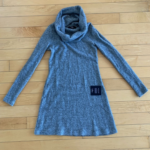 NWT Sweet Forecast Heather Grey Cowl Neck Mini Sweater Dress - Picture 5 of 6